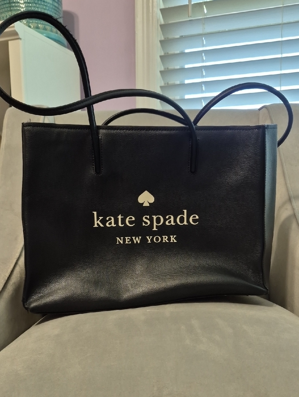 KATE SPADE Trist New York Black Leather Shopper Tote Bag